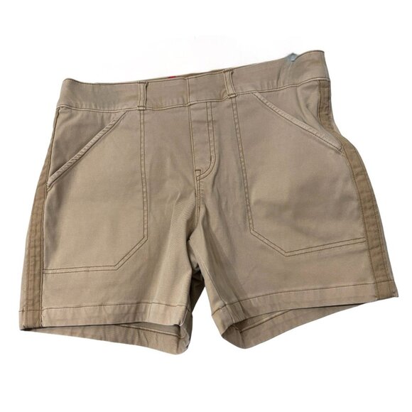 Spanx Tan Twill Shorts 4" Pull-on, Size Medium, Stretchy Tummy Control Casual - Picture 1 of 4